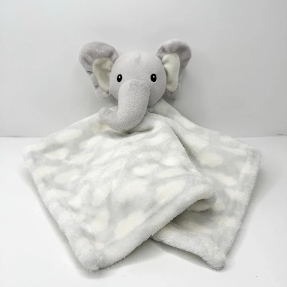 HB Hudson Baby Elephant Plush Lovey Security Blanket Gray White